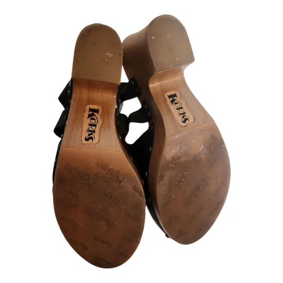 Korks ABloom Heeled Studded Black Clogs Size 9M - Picture 7 of 9